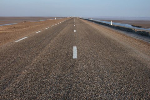 Causeway over the Chott el Djerid salt flats